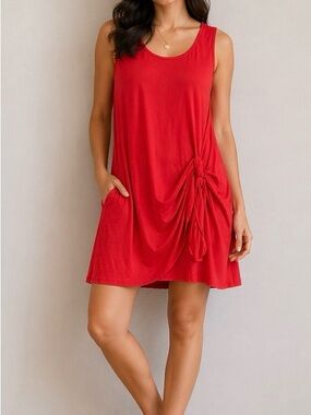 Style & Co. Red Sleeveless Knot-Front Shift Dress